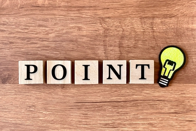POINTの文字列と電球のイラスト