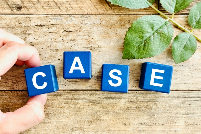 CASEの文字列が書かれた積み木