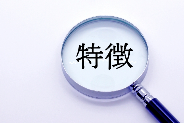 特徴の文字列と虫眼鏡